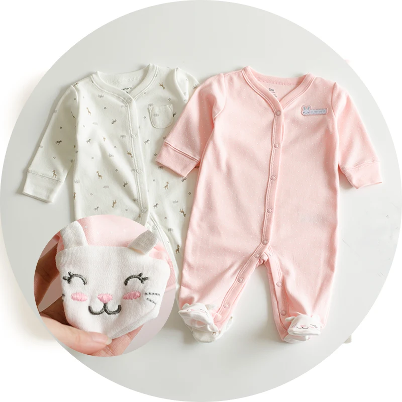 

0-12 months pink Baby girl clothes Infant cartoon footies for boys girls jumpsuit Clothing animal newborn clothes baby onesie