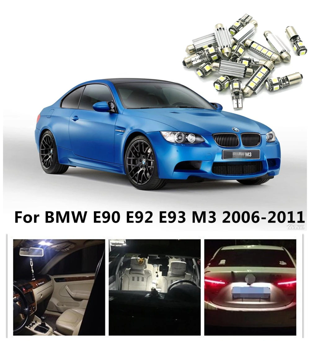 QIPO 20pcs ERROR FREE Dome Lights White Red Blue Car LED Canbus Bulbs Interior Package Kit For BMW M3 E90 E92 E93 2006-2011 2 | Автомобили