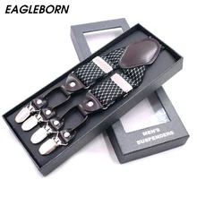 Модные подтяжки из кожаного сплава, 6 зажимы подтяжек, мужские винтажные повседневные подтяжки, брюки на подтяжках, ремень, подарок для отца/мужчины, 3,5*120 см