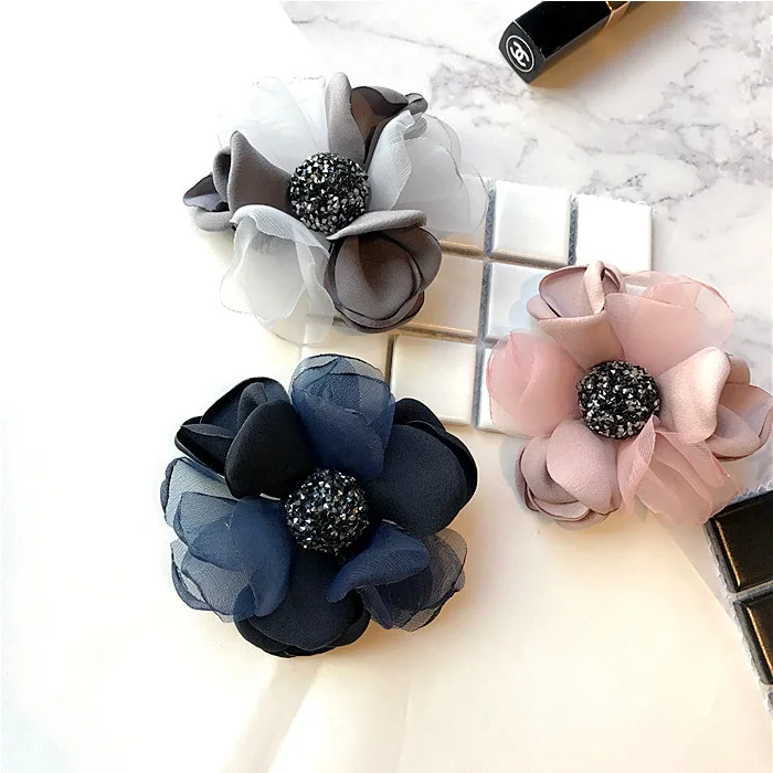 أنا-Remiel النسيج كريستال كبيرة زهرة بروش دبوس للنساء قميص شال سترة دعوى مجوهرات القماش الفن Camisas موهير اكسسوارات