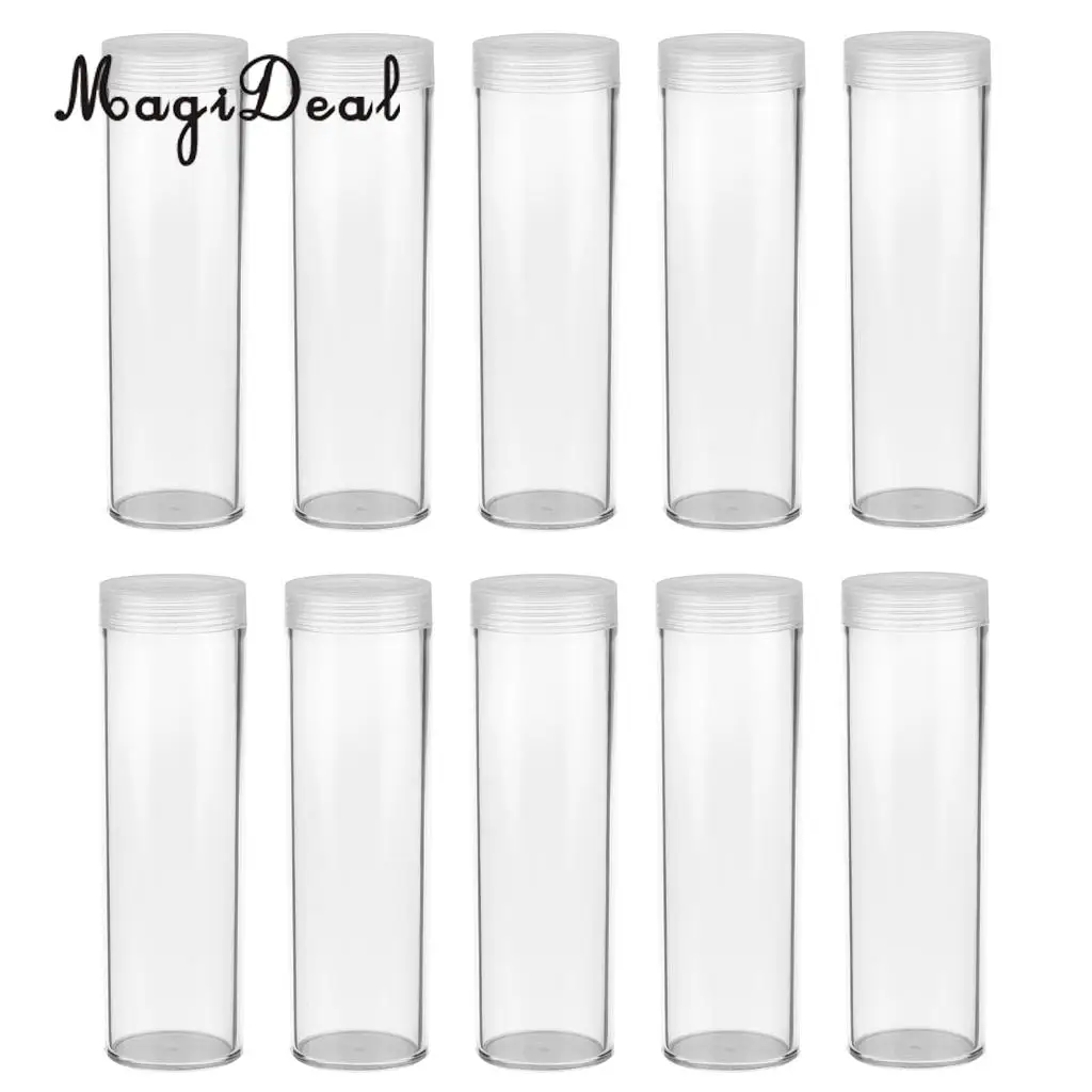 20Pcs Coin Protective Tube Holder Clear Round Case Coin Storage Box Canister