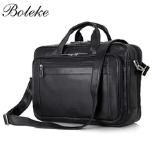 Мужской портфель из натуральной кожи с натуральным лицевым покрытием, Офисная сумка для мужчин, мужская кожаная сумка 16,5 Дюймов, сумка для ноутбука 7367