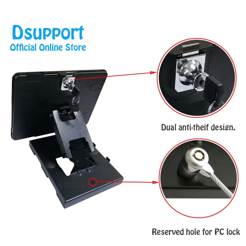 Desktop &Wall Mount Fit for ipad 10.9 Inch Aluminum Alloy Tablet PC wall mounted Anti Theft design Display Stand