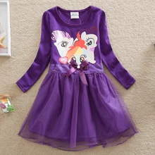 Neat new product baby girl clothes spring 2016 fashion My Little Pony printing Dresses 100% cotton long sleeve girl dress LD669#