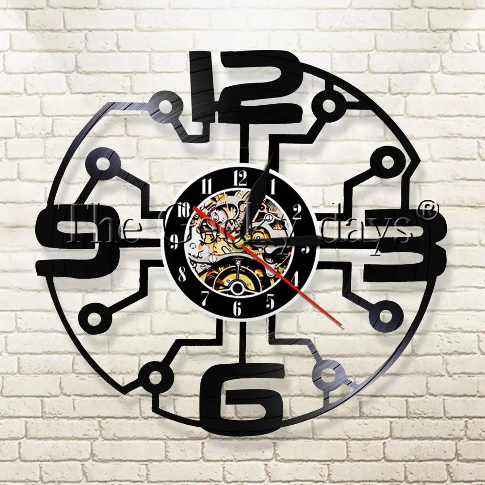 1Piece Large Number Design Vinyl Wall Clock Vinyl Record Vintage Living Room interior Decor Big Number Wall Clock Vinyl Wall Art