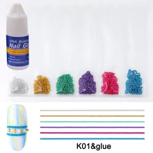 6 шт./кор. 3D "сделай сам" с короткой лаконичной металлической нейл-арта цепи с 3 г Клей для ногтей SSwell