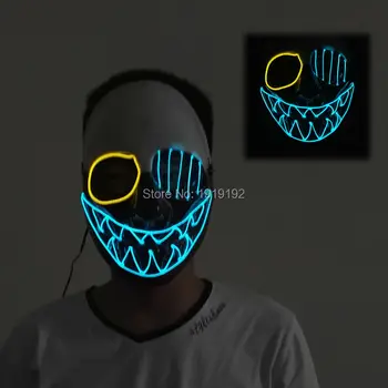 

2020 Hot Selling Sound Activated EL wire Glowing Flexible LED Neon light For Carnival Party Supplies Halloween Clown Mask
