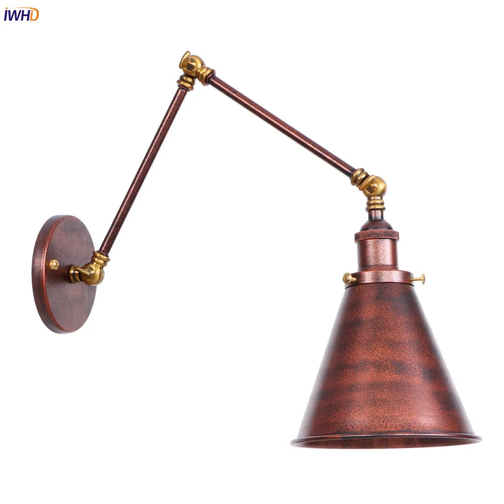 

IWHD Rust Arm LED Wall Lights For Home Indoor Lighting Stair Hallway Loft Industrial Edison Wall Sconce Lamp Applique Murale