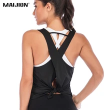 Сексуальные женские майки для йоги с перекрестными лямками, безрукавки для тренажерного зала, фитнеса, спорта, дышащие беговой жилет для йоги, летние футболки для тренировок