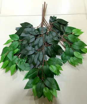 

60cm Length Green Banyan Tree Leaf Leaves Branch Silk Artificial For Wedding Home Office Decoration MA2281