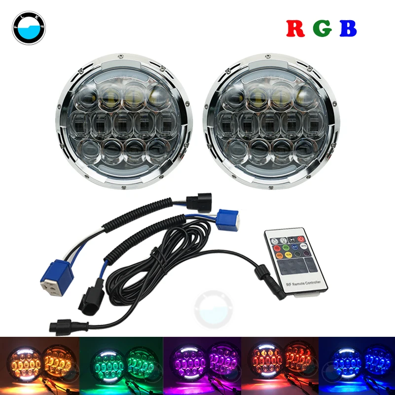 Для Jeep Wrangler RGB налобный фонарь 7 дюймов светодиодный Белый DRL светодиодный фонарь пульт дистанционного управления 7 дюймов светодиодный налобный фонарь для Lada 4x4 urban Niva
