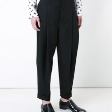 27-44! мужская одежда тонкие конические брюки складные свободные с высокой талией шаровары плюс размер певицы костюмы