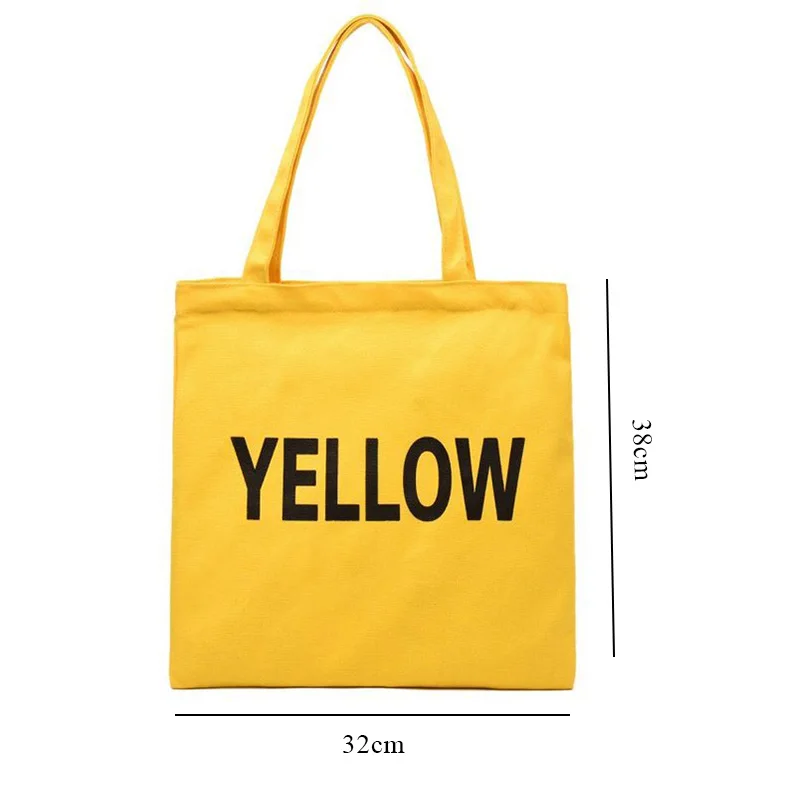 

Wobag New Simple Canvas Shopping Shoulder Bag Women Fashion Solid Color Student Letter Printing Large Capacity Handbag