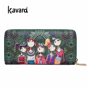 

Kavard Fashion Women Wallets National Green Small Wallet Characters Cute Purse Luxury Long Wallet New Wallets Carteira Feminina