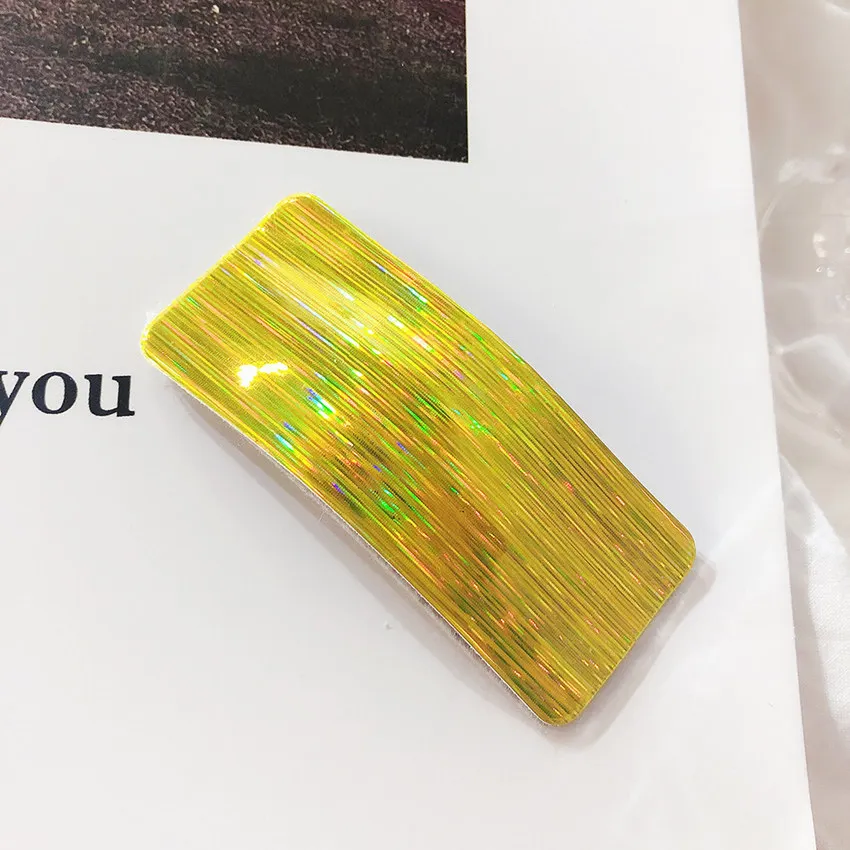 gold 7 шт./партия, новые модные женские милые лазерные заколки для волос, милые цветные челки, зажим BB, геометрические заколки, зажим, аксессуар для волос - Цвет: gold