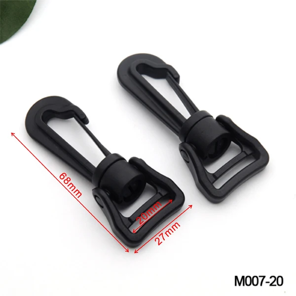 40pcs/lot M00720mm Black Plastic Spring Snap Clip Hooks Carabiner
