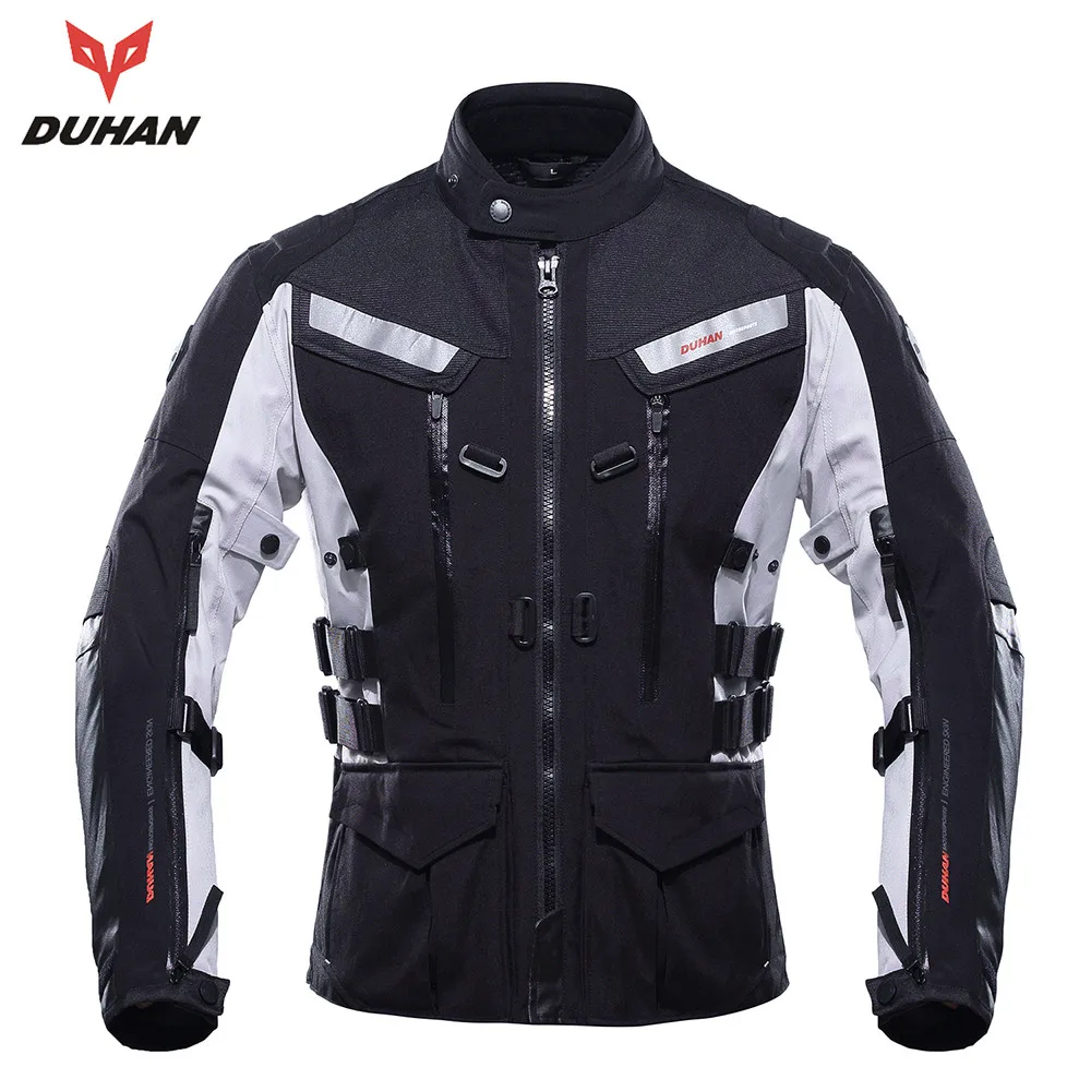 DUHAN мотоциклетная куртка водонепроницаемая мотоциклетная гоночная туристическая куртка и штаны с налокотником на плече защита на спине CE мотоцикл