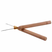 2 шт./партия) деревянная ручка крюк иглы/микро кольца иглы/инструменты для волос микро кольца наращивание волос