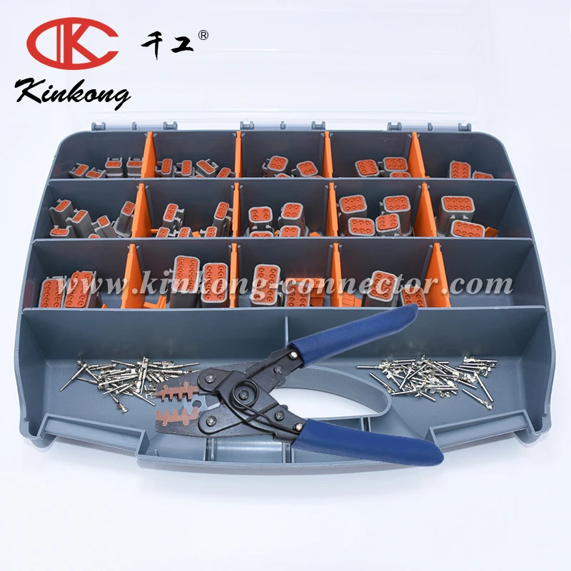 

Kinkong 347 PCS Grey Deutsch DTM Series Automotive Connector Kit with Closed-Barrel Crimper+22 AWG to 16 AWG Stamp Contacts