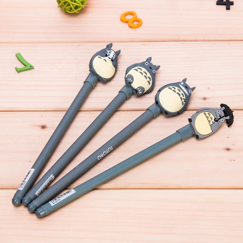 

10pcs/lot cartoon totoro gel pen creative cute pen 0.5 black pen refill learning office stationery