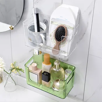 

Plastic Makeup Organizer No Punching and Receiving Box in the Bathroom multifunctional Makeup Storage Mask Cosmetic Organizer