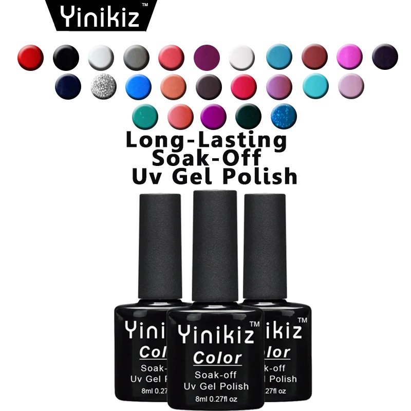 

Yinikiz Nail Gentle Colorful Gel Varnish UV&LED Lamp Cured Nail Gel Polish White Soak Off Manicure Nail Art Base