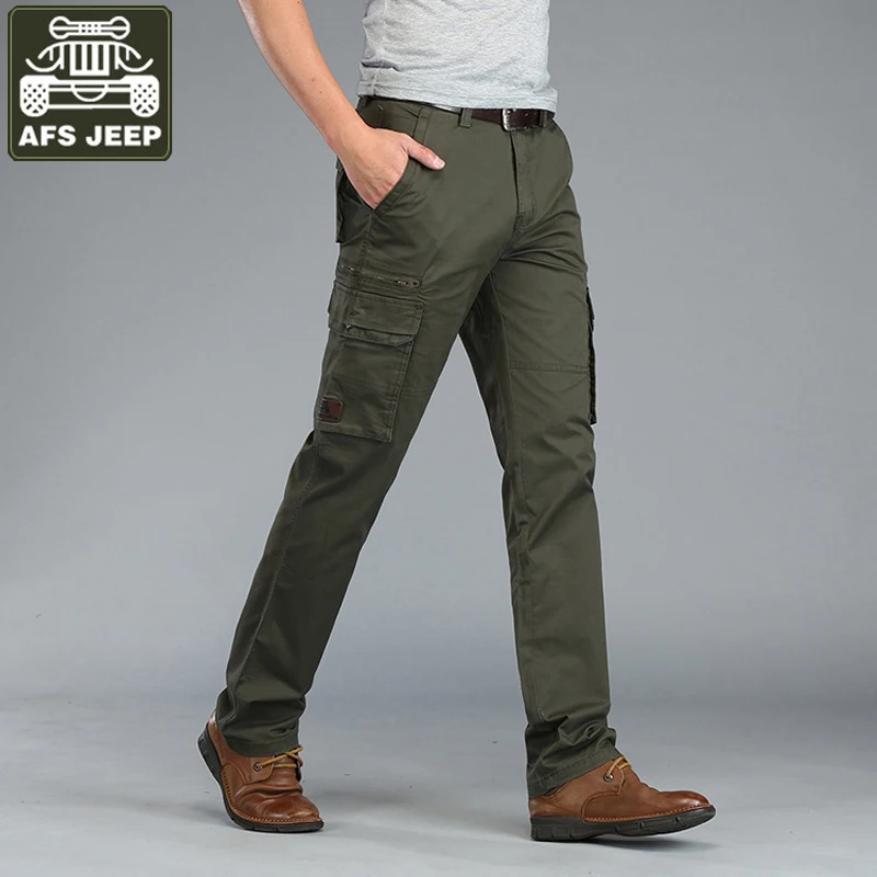 Buy AFS JEEP Autumn Cargo Pants Men Mid waist Straight