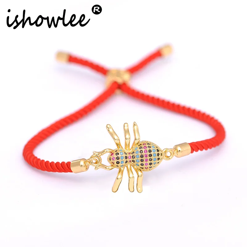 

ISHOWLEE Punk Gem Spider Bracelets for Women Fashion 2019 Red Thread Charm Bracelet Femme Gold Hippie Boho Friends Jewelry sla21