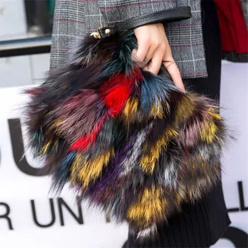 

Luxury Messenger Bag For Women Fox Fur Real Desigber Winter New Fashion Ladies Chain Shoulder Bag Clutch Bag.