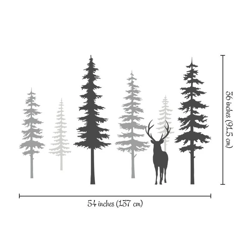 Высокое качество наклейка на стену в детскую сосну наклейки на стену большой Олень Наклейка на стену Съемная детская елка Фреска природа наклейки ZW491