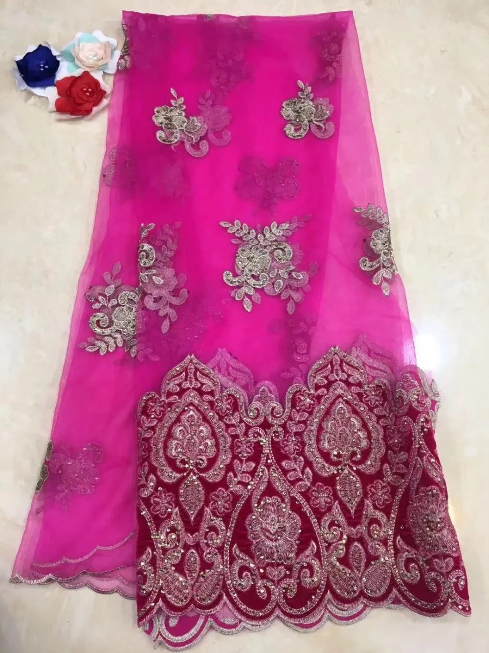 

French lace fabric 5yds/pce by dhl stones velvet fabrics for lagos party luxury women asoebi dress 2019 new arrval high quality