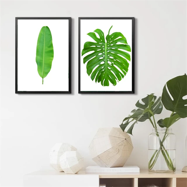 Tropical Plants Banana Leaves Canvas Art Print Poster Green Botanical Art Canvas Painting Wall Pictures Natural