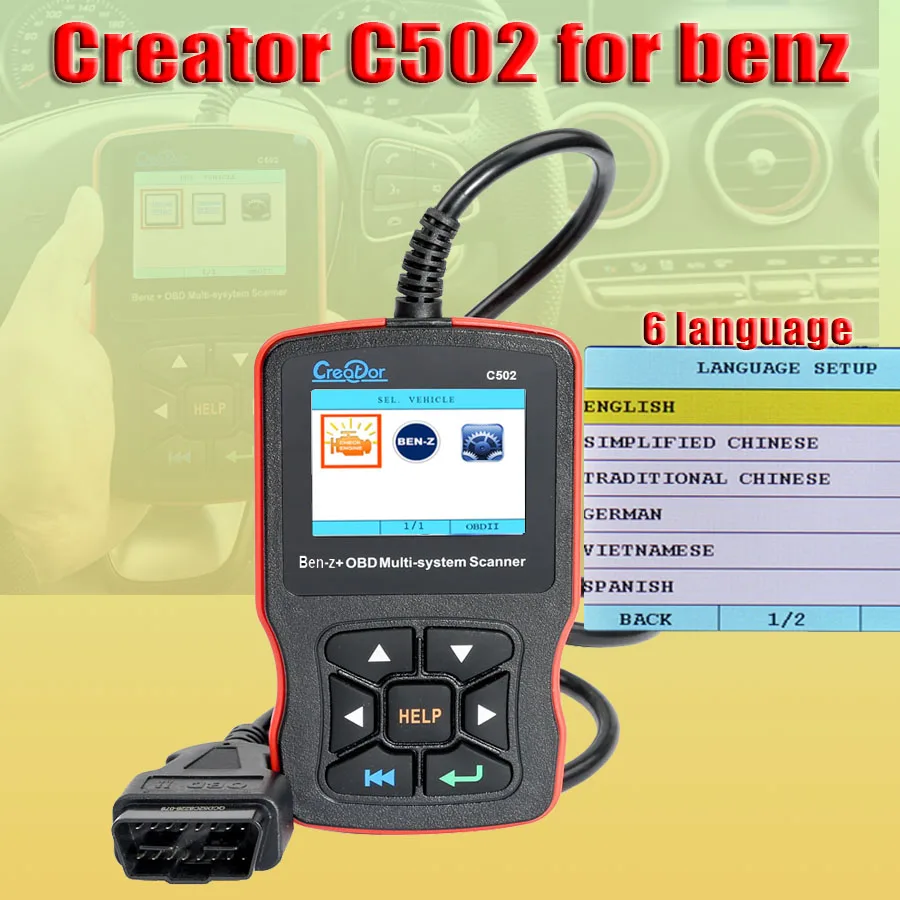 

Creator C502 for Mercedes for Benz OBD2 EOBD Auto Scanner Code Reader Diagnostic Tools W211 W210 C200 W203 W204 ABS Airbag