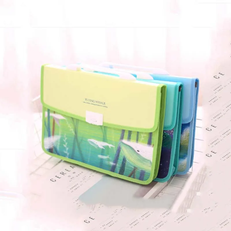 

1Pcs A4 multi-layer File Bag Waterproof Business A4 File Folder Durable Fishes Expanding Document Bag
