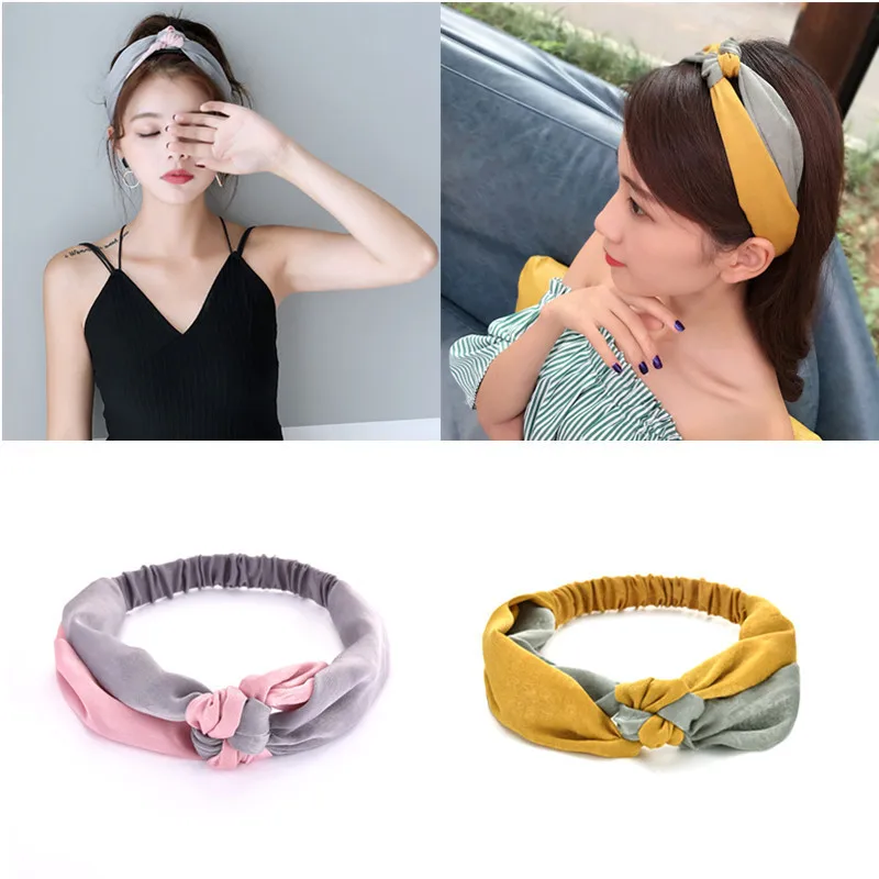 

2pcs Fashion Headband Cross Turban Elastic Hairband Head Wrap Girls Hair Accessories Hair bands Bandanas Color matching