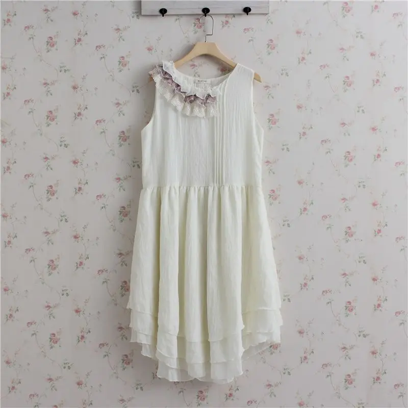 Дамы Новое Поступление Буле без рукавов Цвет Boho оборками подол Платья для женщин