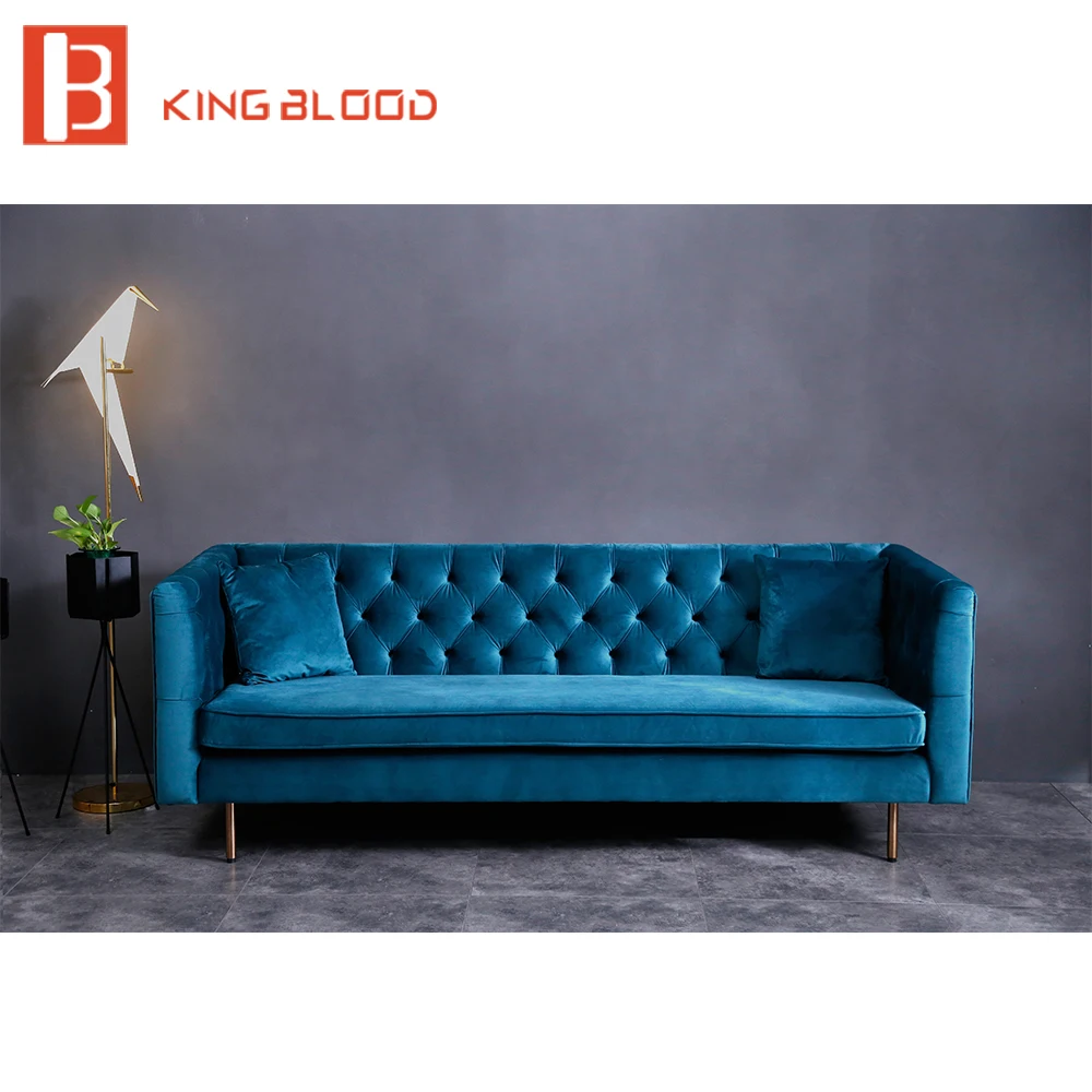 Turkish style Furniture Black Velvety 3 Seater Chesterfield Sofa couch Set Living Room