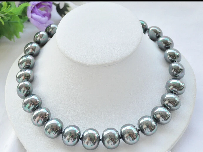 

Free shipping@@@@@ P5157 17" 20mm PEACOCK BLACK EGG SOUTH SEA SHELL PEARL NECKLACE