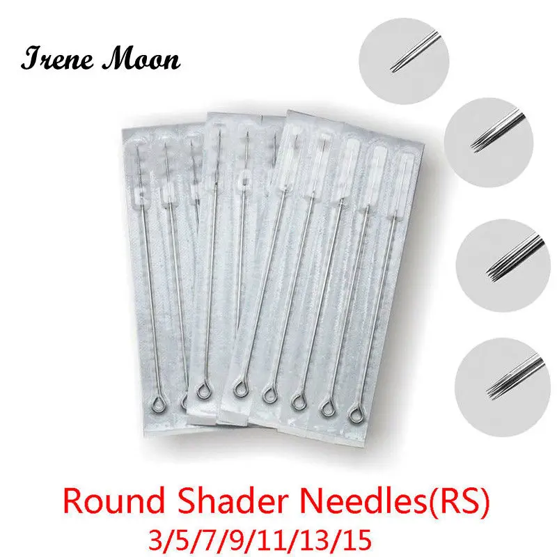 

50pcs Assorted Sterilized Tattoo Needles 3/5/7/9/11/13/15RS Round Shadering Needles Professional Tattoo Machine Needles Supplies