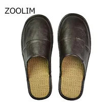 ZOOLIM/мужские домашние тапочки; льняные домашние тапочки; домашние сандалии для спальни; мужские тапочки из овечьей кожи; домашняя обувь