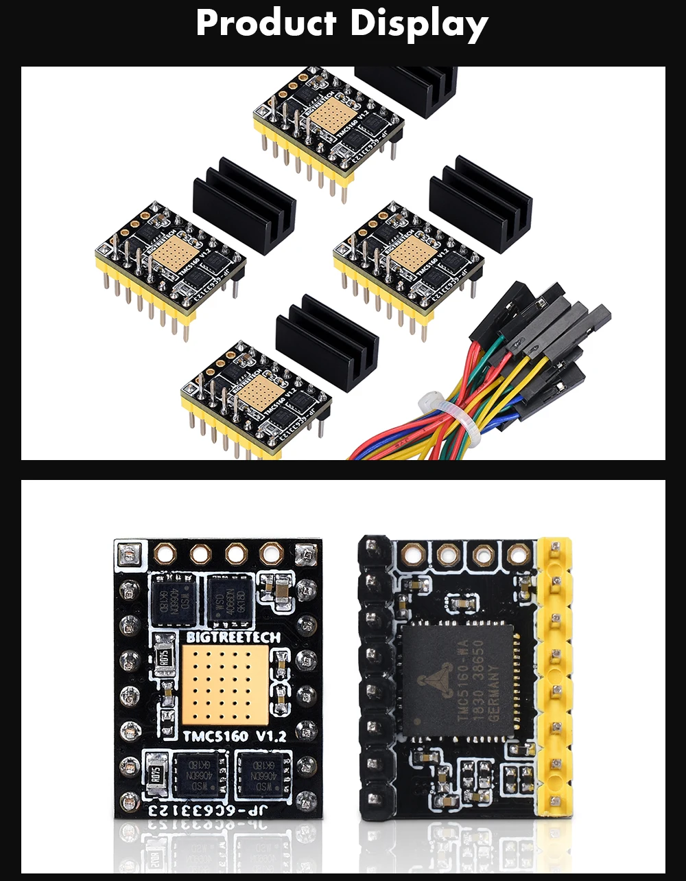 BIGTREETECH TMC5160 V1.2 SPI шаговый двигатель драйвер высокой мощности бесшумный драйвер 3D-принтер части для SKR V1.3 PRO плата Reprap TMC2130