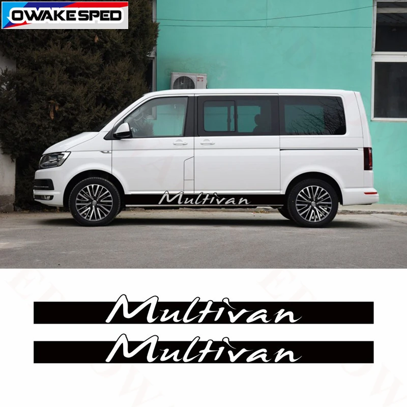 Наклейка для автомобиля s для Volkswagen Multivan T4 T5 T6, боковая юбка в полоску, гоночная Спортивная наклейка, автомобильные наклейки на тело, индивидуальные наклейки