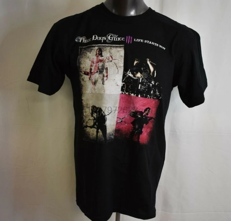 

Adult Three Days Grace Life Starts Now 2-Sided Concert Tour Shirt New L