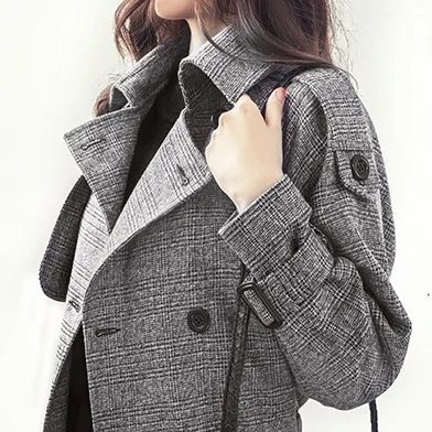 Gaganight Plaid Women Autumn Winter Trench Coat Warm Thick Single Breasted Long Coat Female Elegant Chic Sashes Outwear