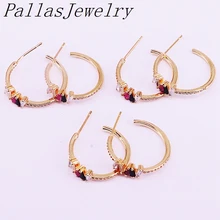 10 пар ювелирные изделия для женщин серьги тонкой работы Круглый формы микро проложить красочные CZ золотые серьги-гвоздики