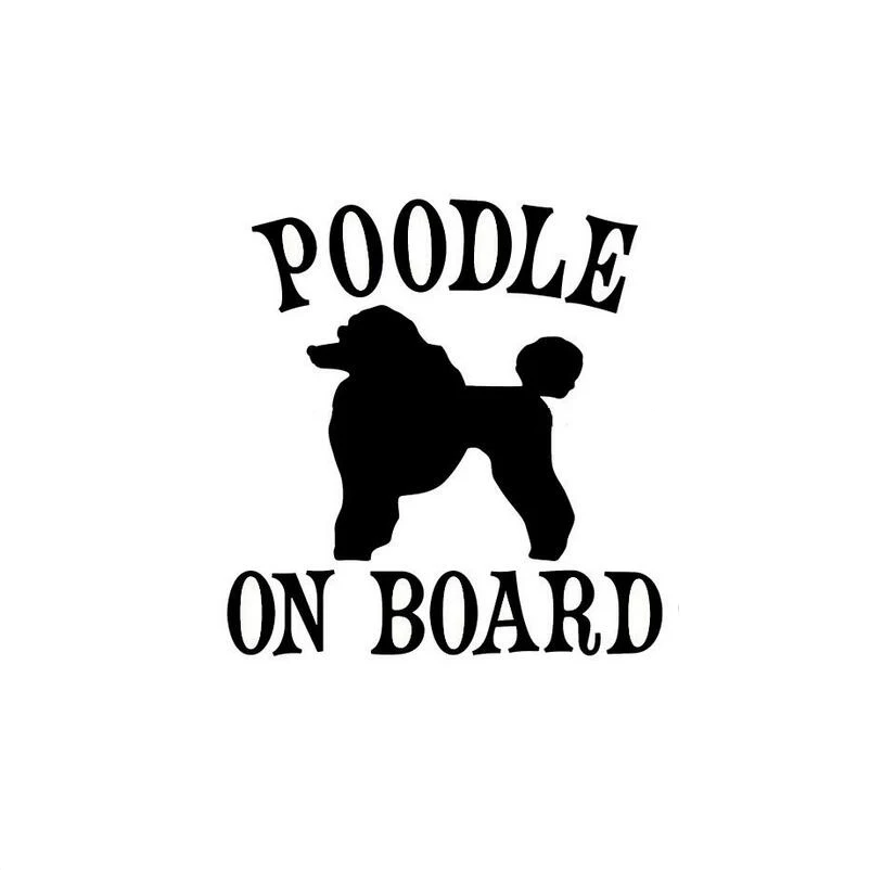 

16CM*16.7CM Cartoon DOG ON BOARD Lovely Car Sticker Poodle MotorcycleBody Decal Vinyl Sticker Black Silver