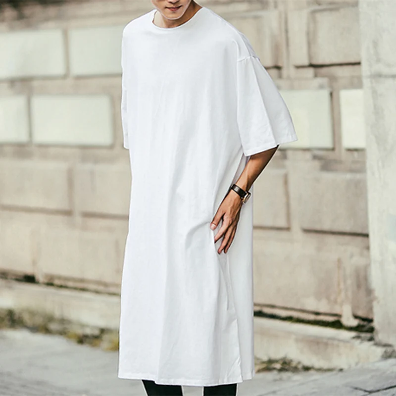 Стильная мужская одежда футболки короткий рукав свободный кафтан длинная футболка Jubba мусульманский арабский Тауб Исламская мужская одежда Hombre Camisa