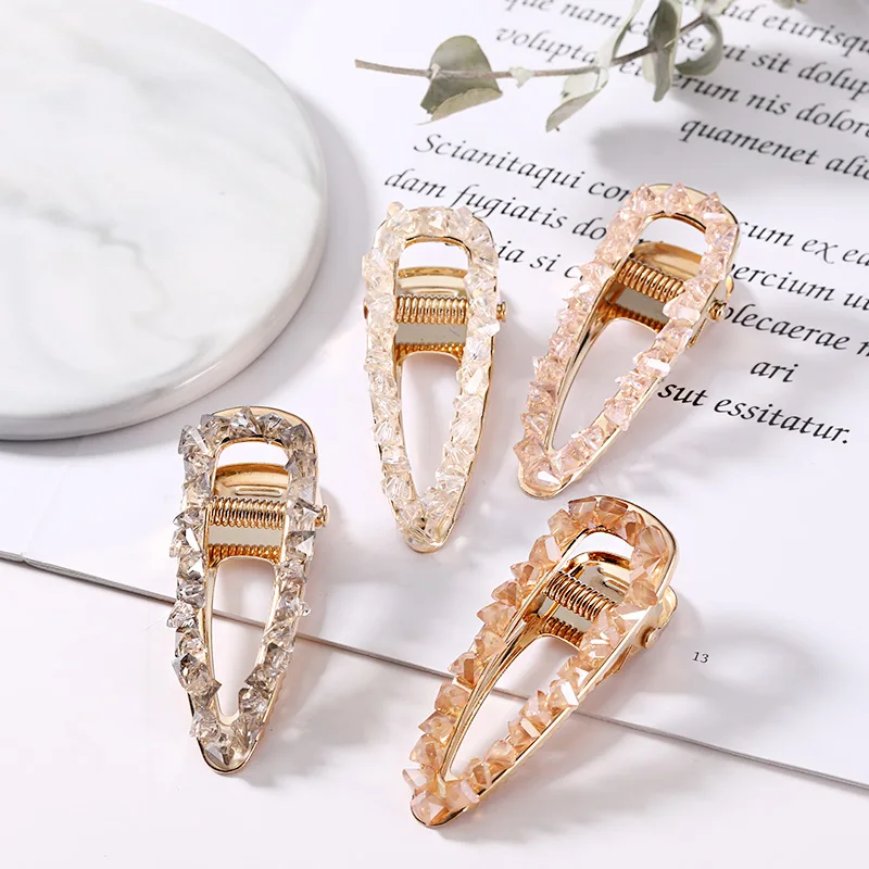 

New Women Girls Elegant Solid Crystal Water Drop Hair Clips Female Hairpins Headband Barrettes Headwear Fashion Hair Accessories