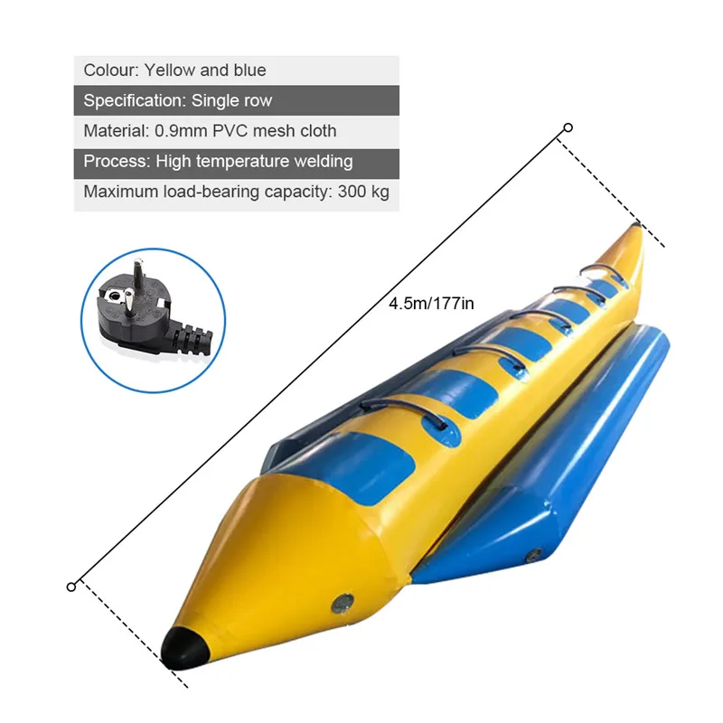 Надувная лодка банан водные спортивные игры ПВХ анти-тонущий 300 кг нагрузка 3-5 человек толстая износостойкая двойная рыболовная лодка - Цвет: EU Plug