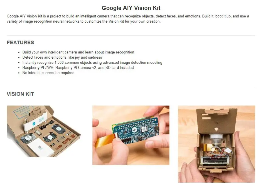 1 шт. x Google AIY Vision Kit Сделай Сам интеллектуальная камера распознавания изображения